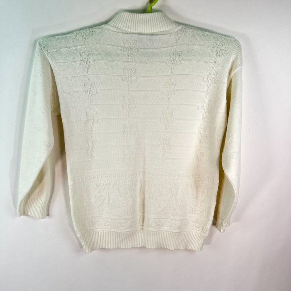 Bears Crossing  Womens Long Sleeves Geometric USA Made Ivory Knit Sweater Size M - Picture 4 of 8
